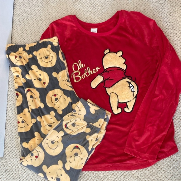 Disney Other - Disney Red and Gray Winnie the Pooh Pajama Set, Women’s Size XL (top and bottom)